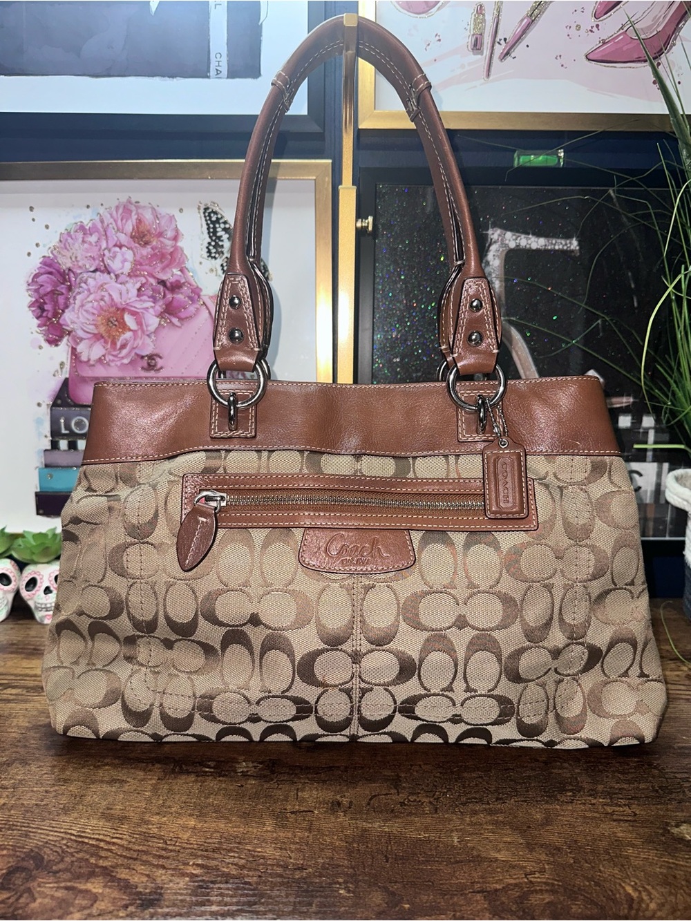 2010 Coach Penelope Signature C & Leather Shopper Bag